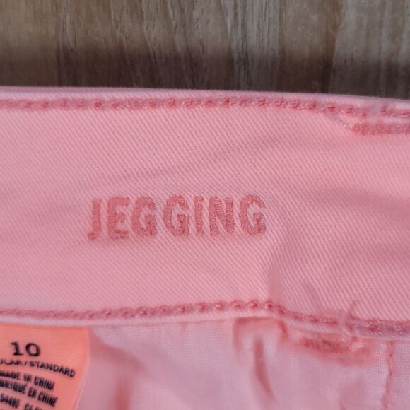 ☔️🔹️American Eagle Neon Pink Orange Stretch Skinny Jeans Size 10 - Picture 9 of 10